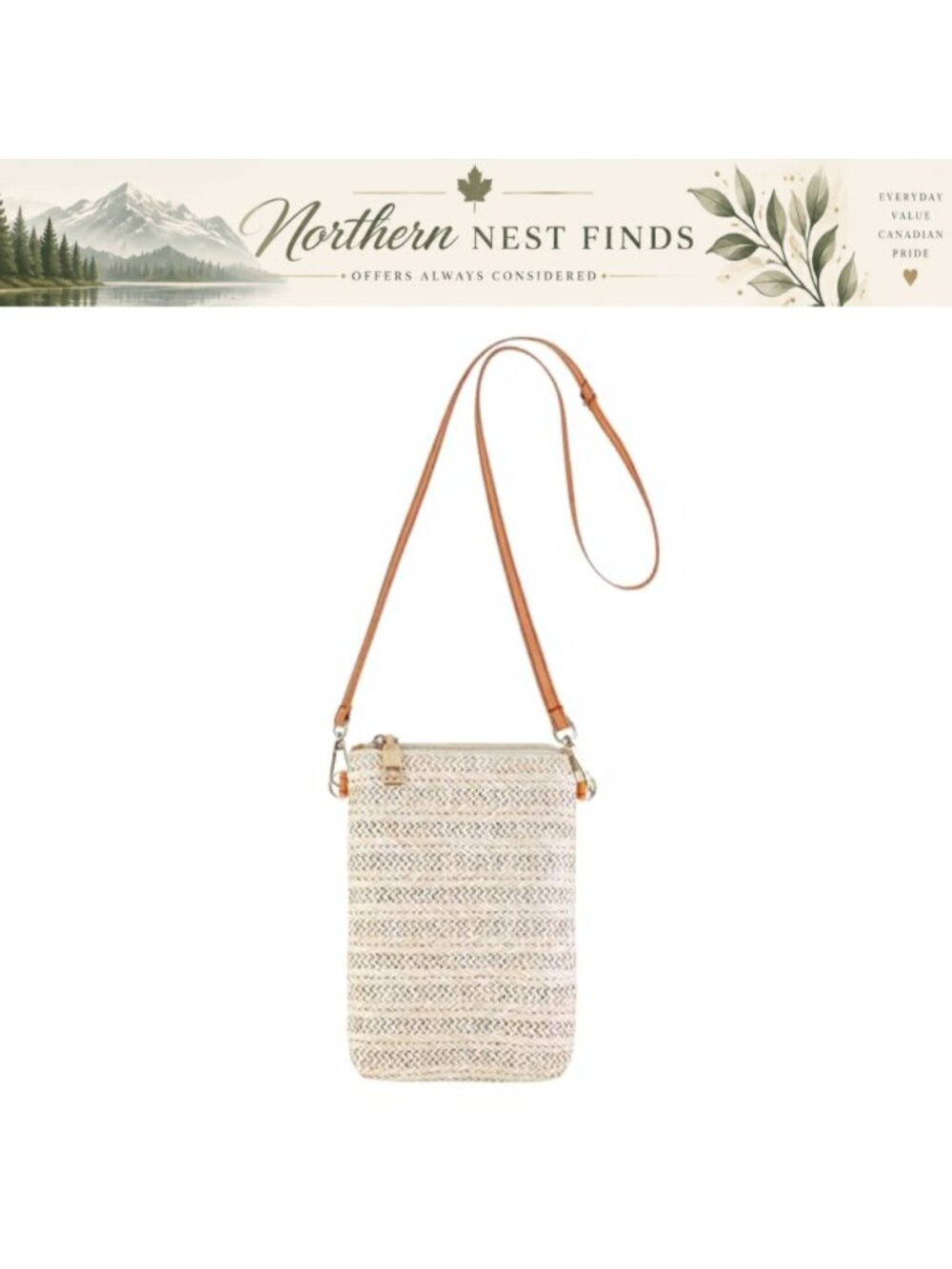 Straw Crossbody Phone Purse Slim Cell Phone Bag for Women